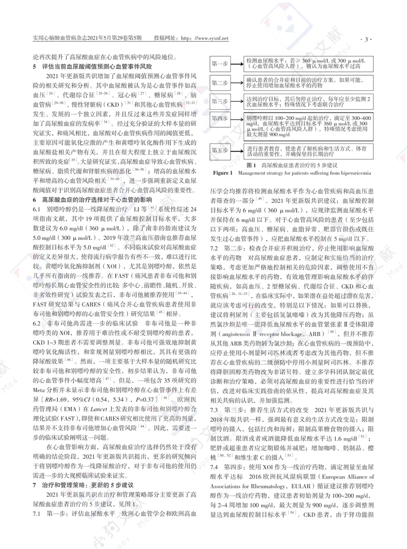 【风湿免疫领域】《高尿酸血症合并心血管高风险患者诊断和治疗的专家共识：2021+年更新版》更新要点解读