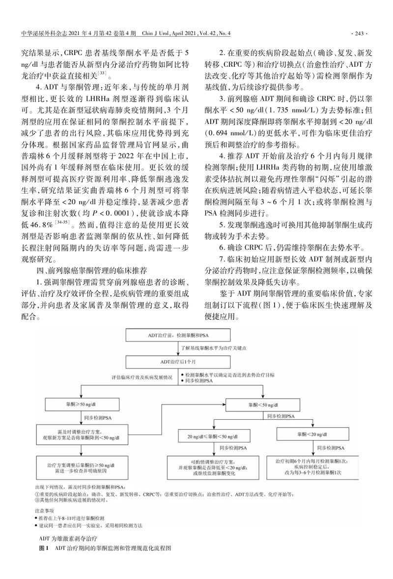 【泌尿领域】前列腺癌睾酮管理中国专家共识（2021版）