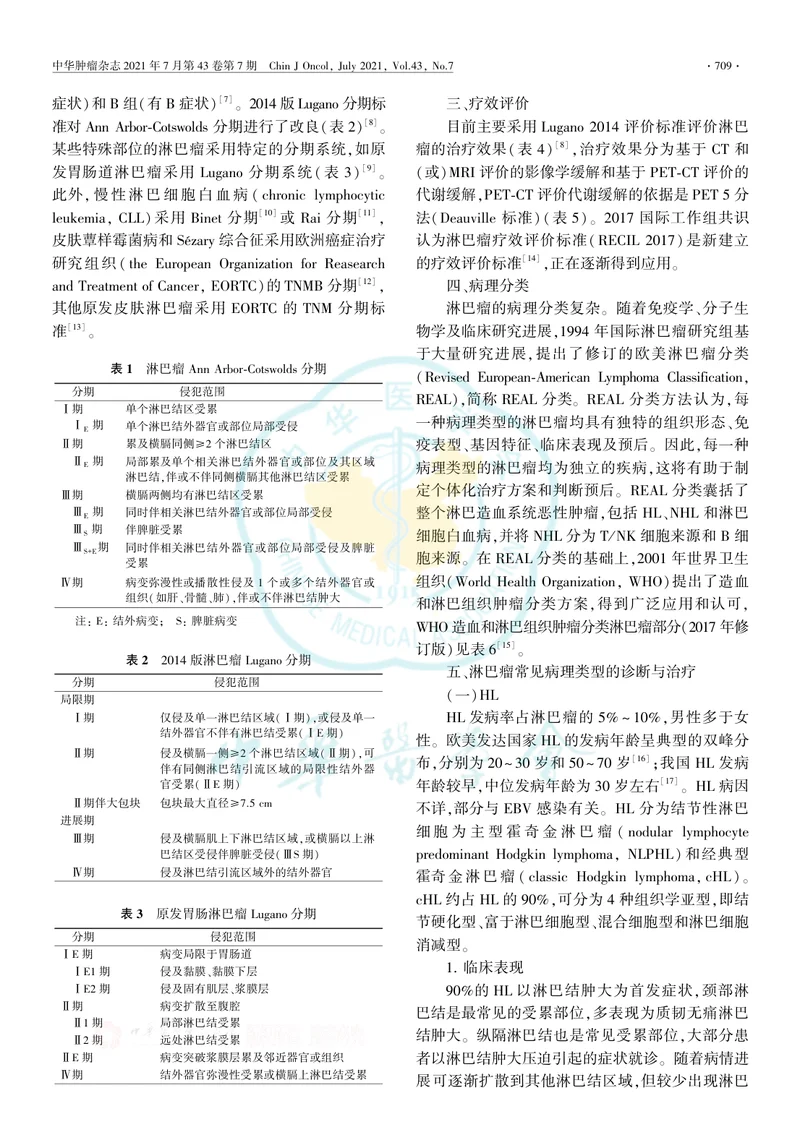 【血液领域】中国淋巴瘤治疗指南（2021年版）