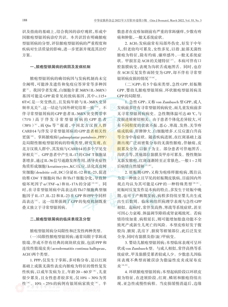 脓疱型银屑病诊疗中国专家共识（2022版）