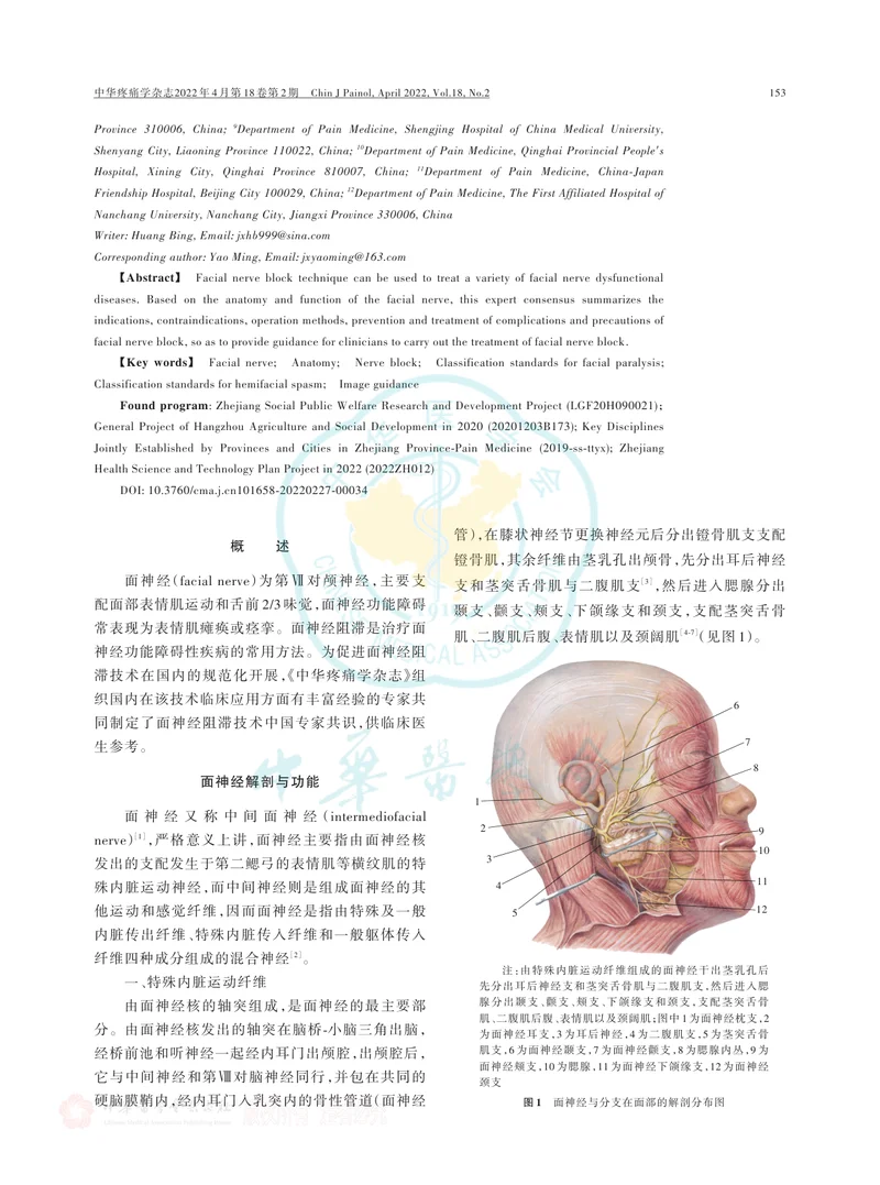 面神经阻滞技术在面神经功能障碍性疾病中的应用中国疼痛专家共识（2022版）