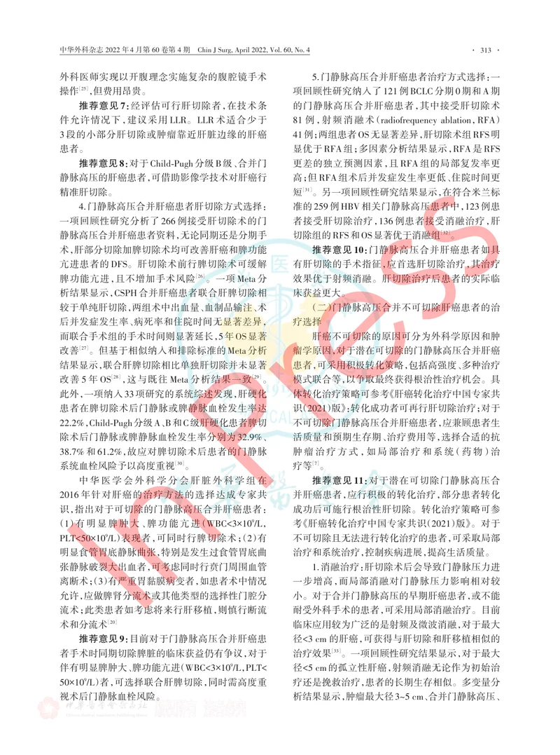 门静脉高压合并肝癌的临床诊疗专家共识（2022版）