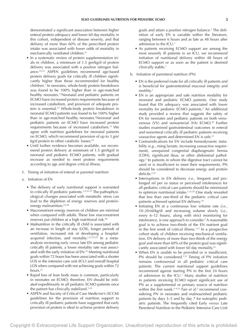 ELSO：新生儿和儿童患者ECMO营养支持的提供和评估指南（2022）