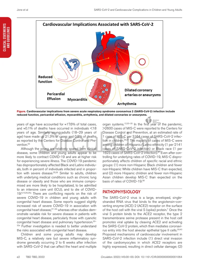 AHA：儿童和青年人群SARS-CoV-2感染及相关心血管表现和并发症的科学声明（2022）