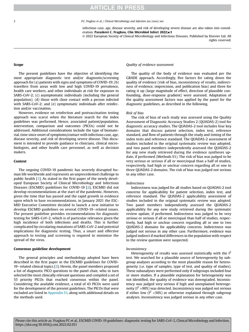 ESCMID：SARS-CoV-2的诊断检测指南（2022）