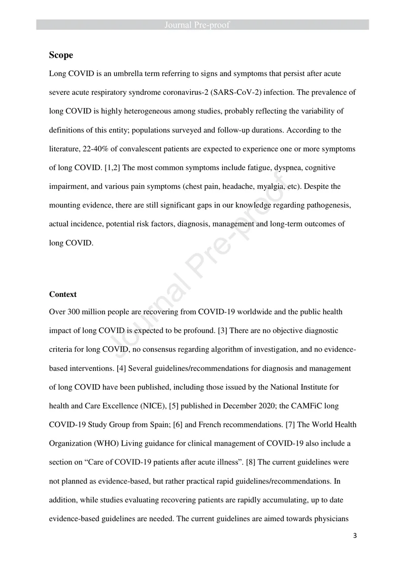 ESCMID：新冠肺炎长期症状的评估和管理指南（2022）