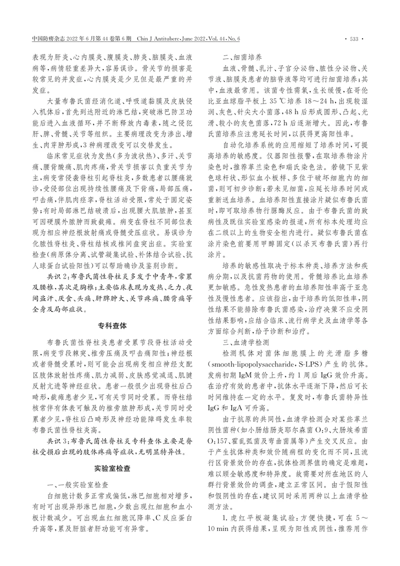 布鲁氏菌性脊柱炎诊断及治疗专家共识