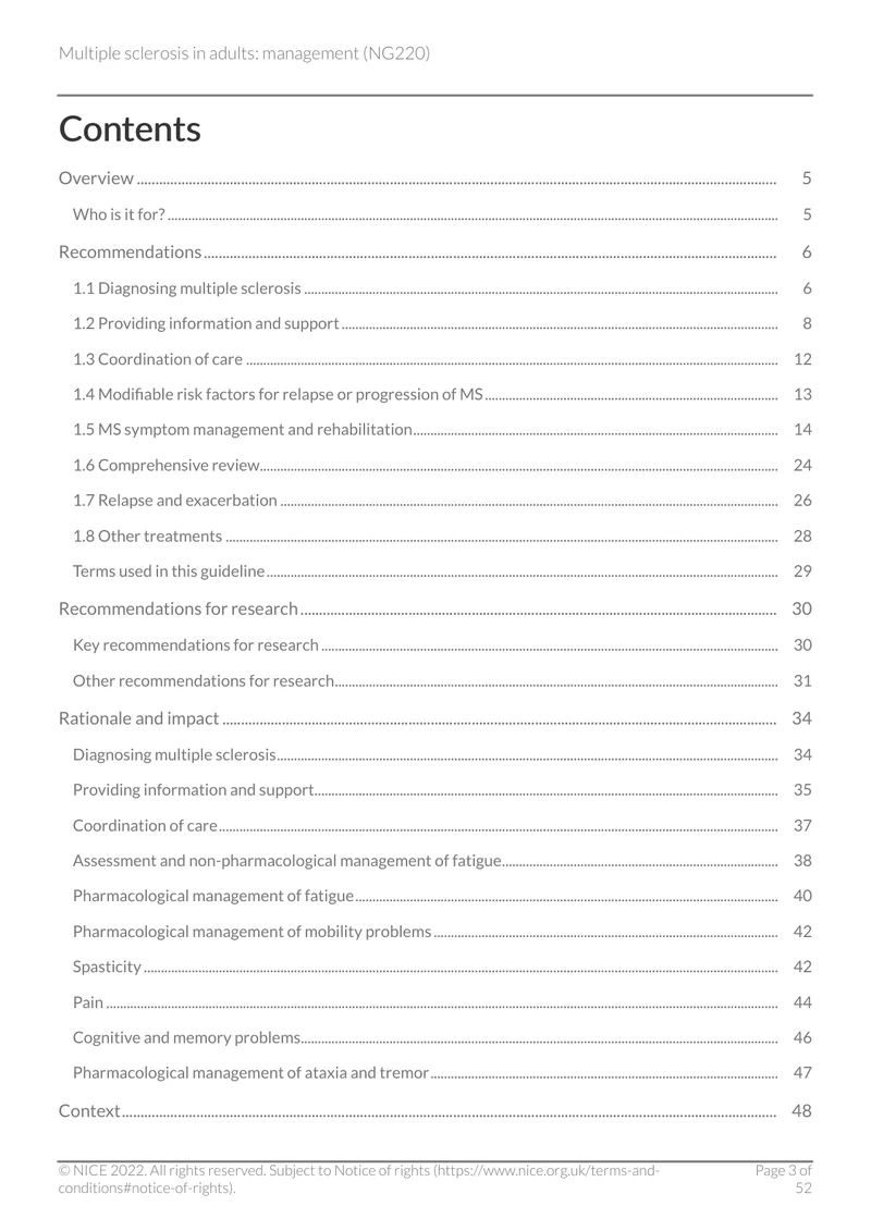 NICE：成人多发性硬化的管理指南（NG.220）（2022）