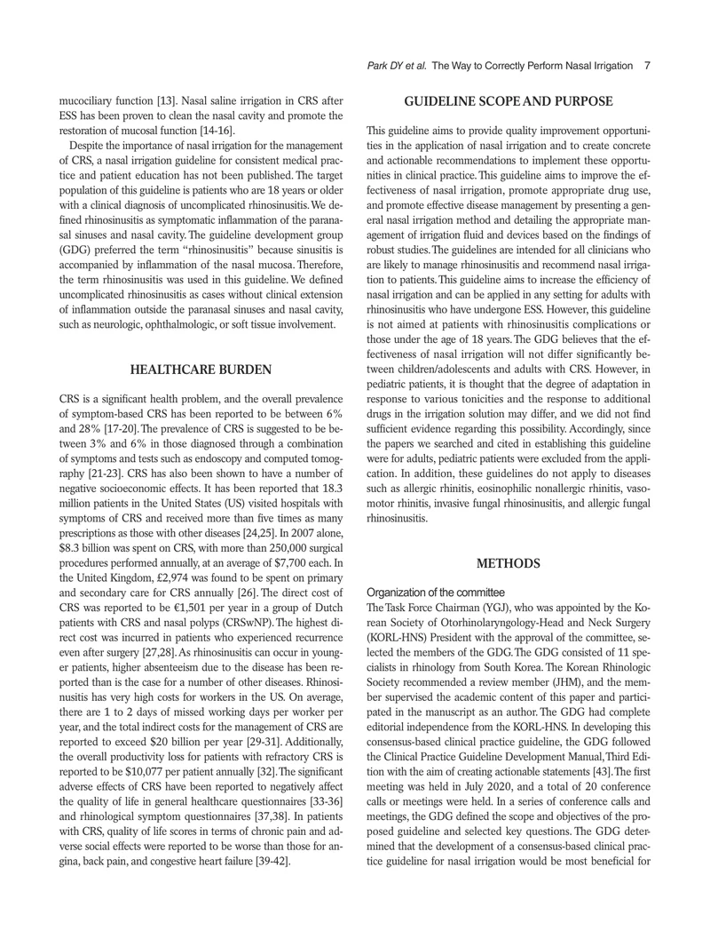 KSOHNS：成人慢性鼻窦炎的鼻腔冲洗的临床实践指南（2022）