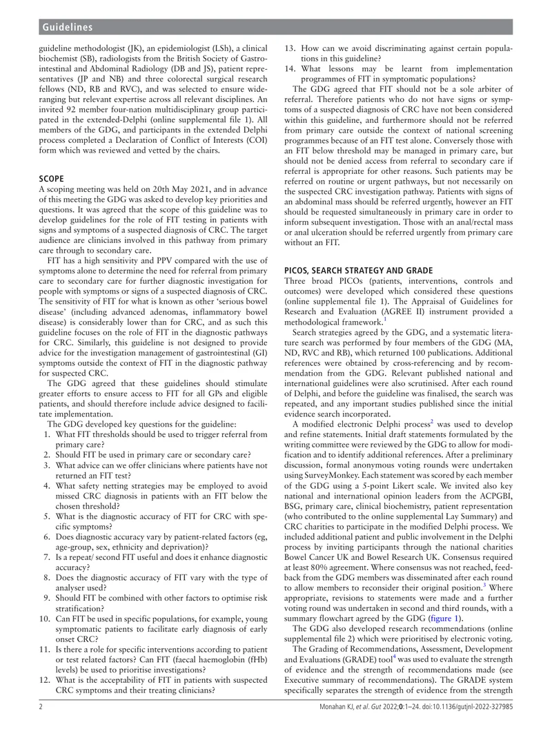 ACPGBI_BSG：具有疑似结直肠癌症状和体征患者的粪便免疫化学检测指南（2022）