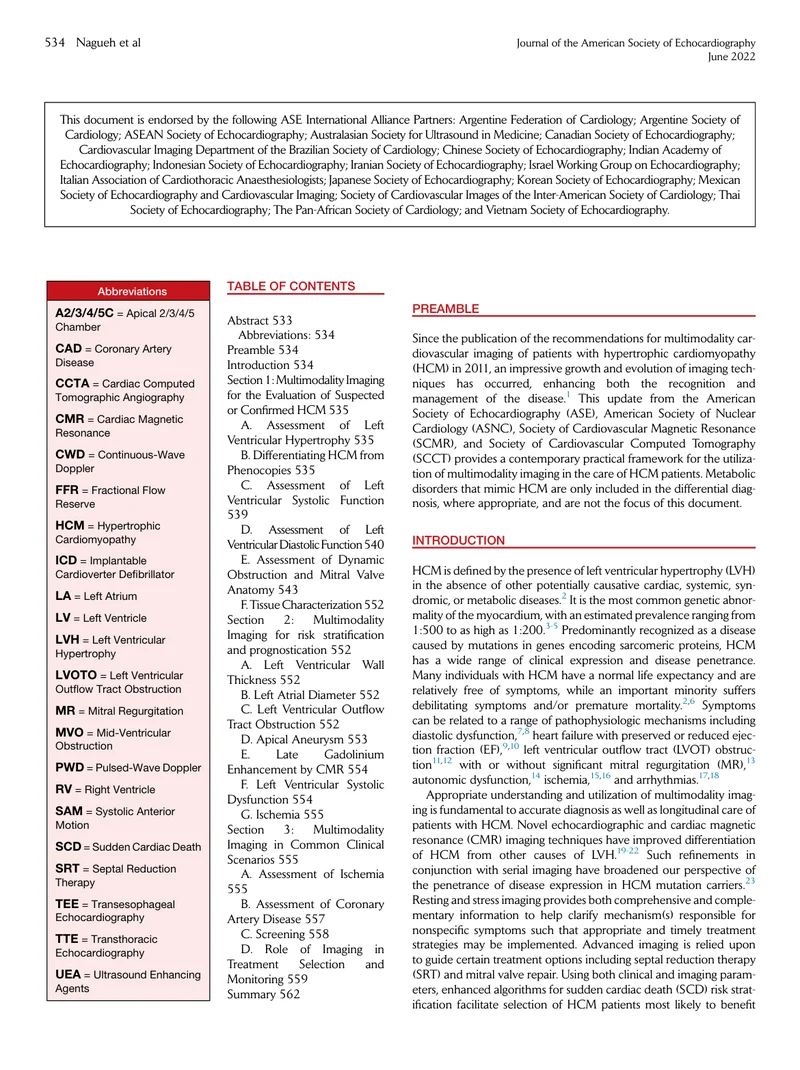 ASE_ASNC_SCMR_SCCT：肥厚型心肌病患者多模式心血管影像学检查的建议（2022）