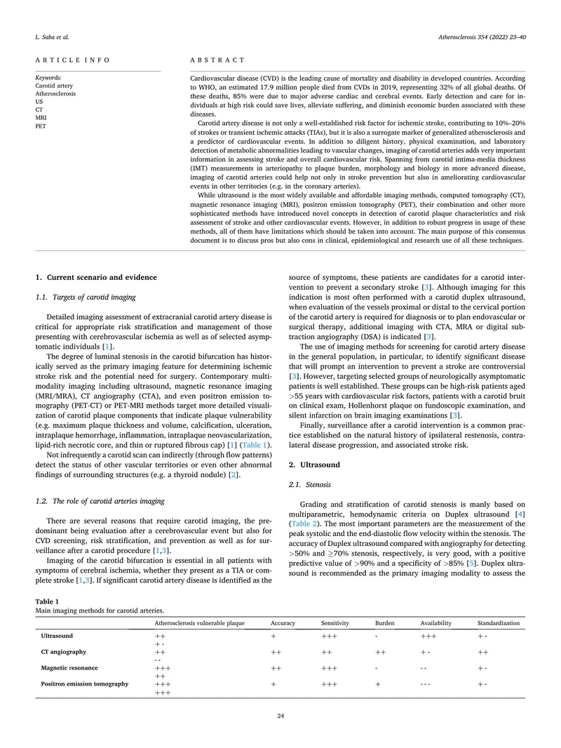 IUA：动脉粥样硬化性颈动脉的影像学检查策略共识（2022）
