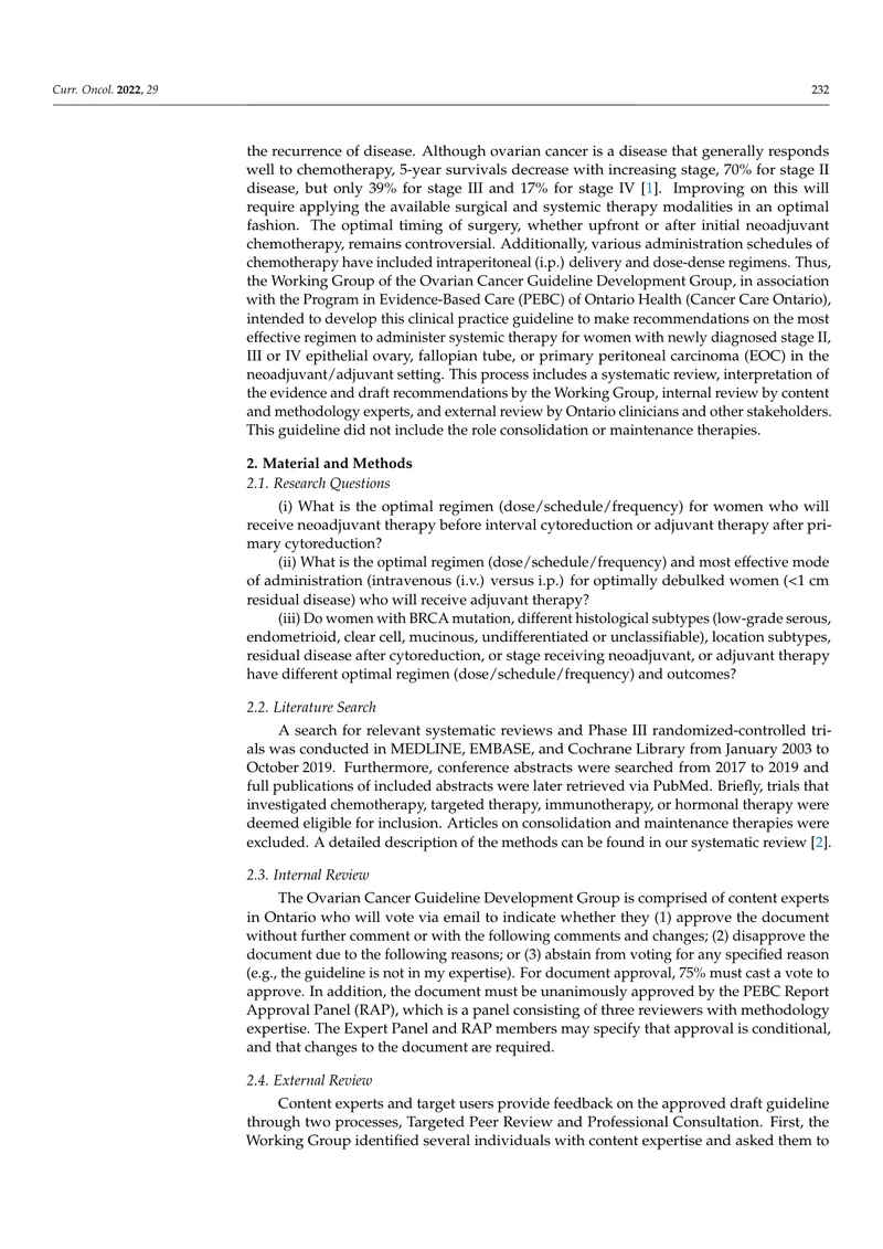 CCO：新诊断Ⅱ-Ⅳ期上皮性卵巢癌、输卵管癌或原发性腹膜癌的新辅助和辅助全身治疗实践指南（2022）