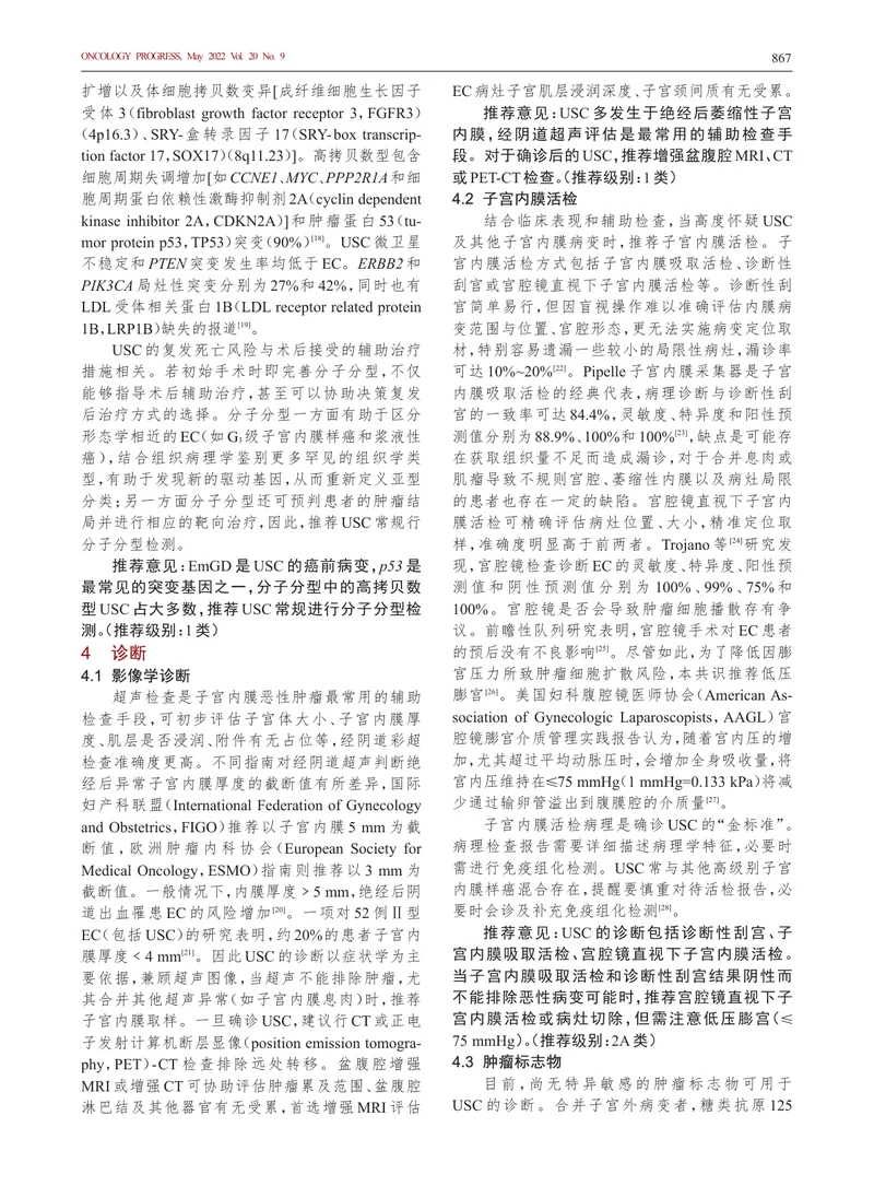 子宫内膜浆液性癌诊治的中国专家共识（2022年版）