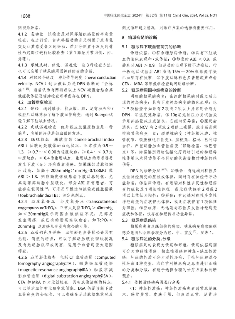 中国糖尿病足诊治指南2024