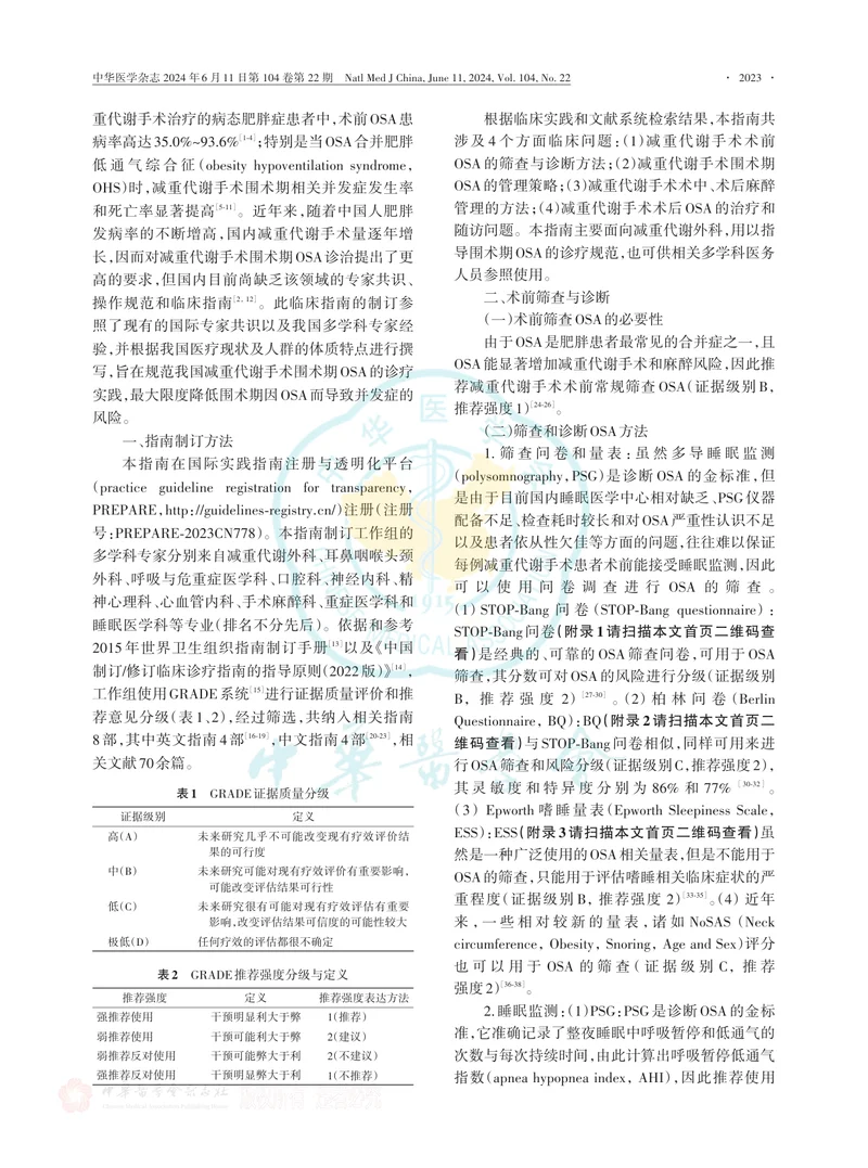 减重代谢外科围术期阻塞性睡眠呼吸暂停多学科临床诊疗指南