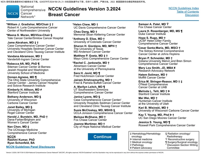 （2024.V3）NCCN临床实践指南：乳腺癌