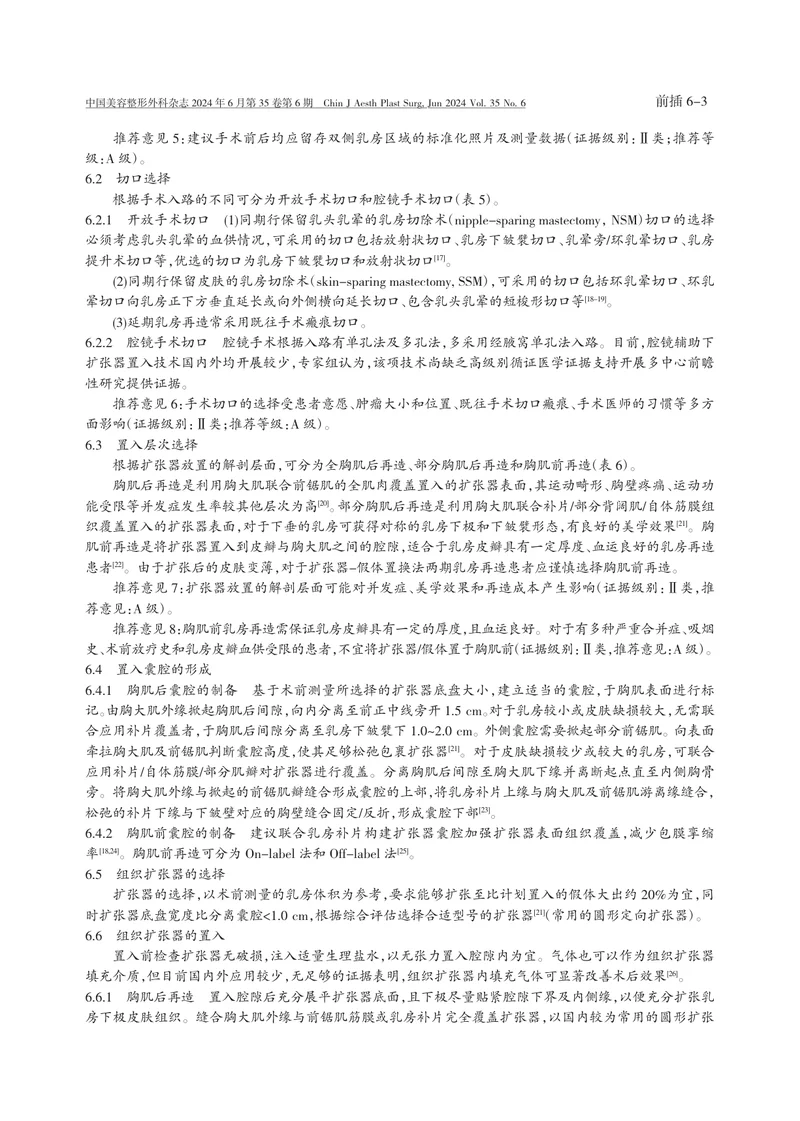 乳腺癌术后扩张器—假体置换法两期乳房再造临床技术专家共识（2024版）