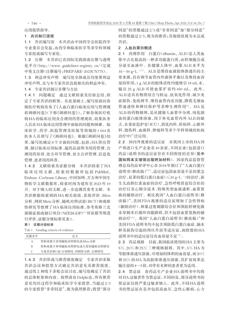 人血白蛋白临床应用管理中国专家共识