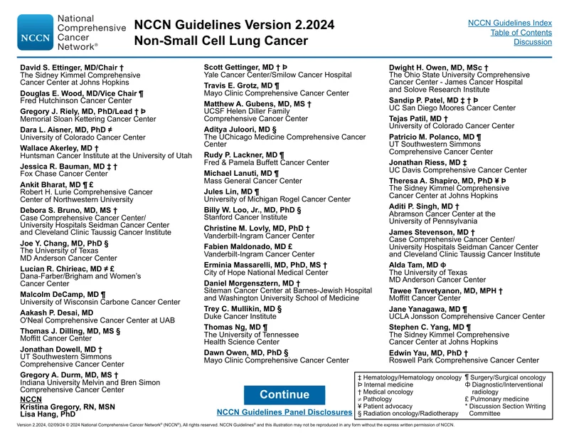 （2024.V2）NCCN临床实践指南：非小细胞肺癌