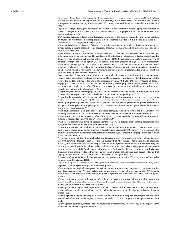 2024+法国临床实践指南：盆腔器官脱垂手术后并发症的诊断和管理