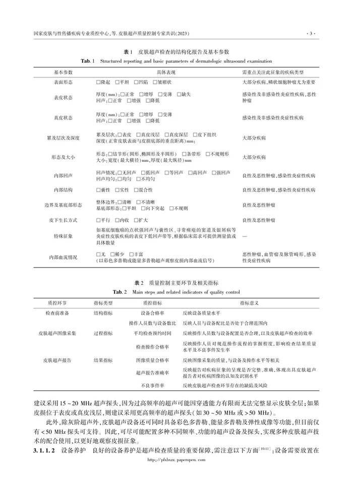 皮肤超声质量控制专家共识（2023）