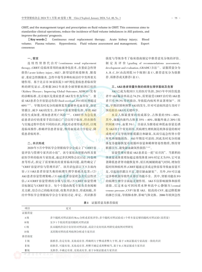 连续性肾替代治疗容量评估与管理专家共识