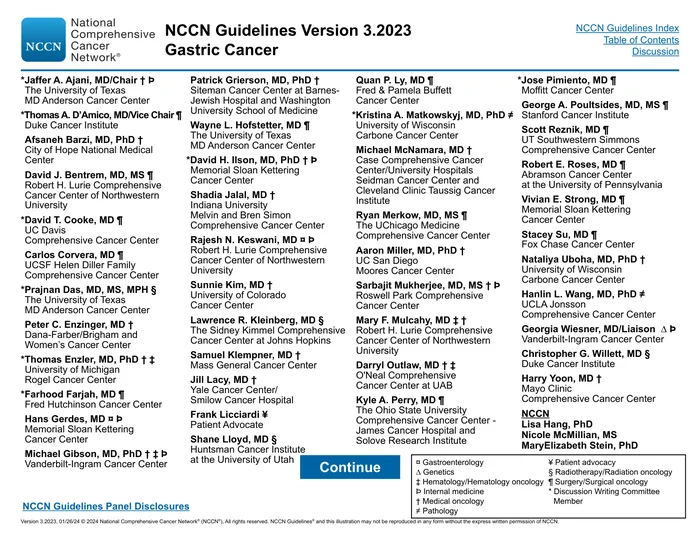 _（2023.V3）NCCN 临床实践指南：胃癌