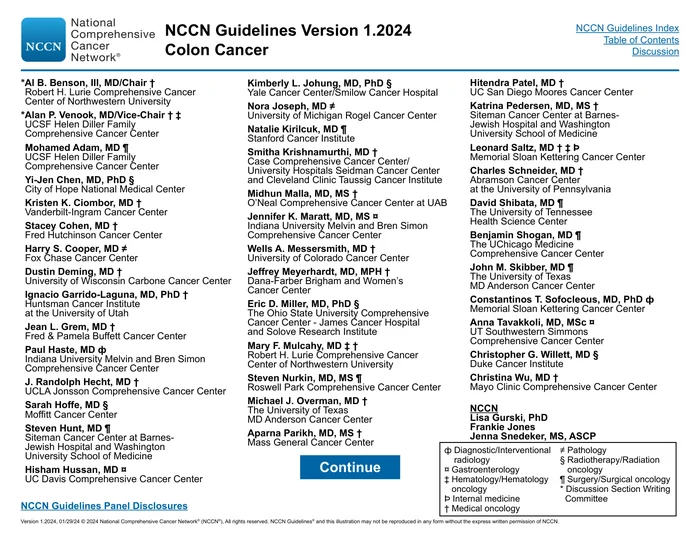 _（2024.V1）NCCN 临床实践指南：结肠癌