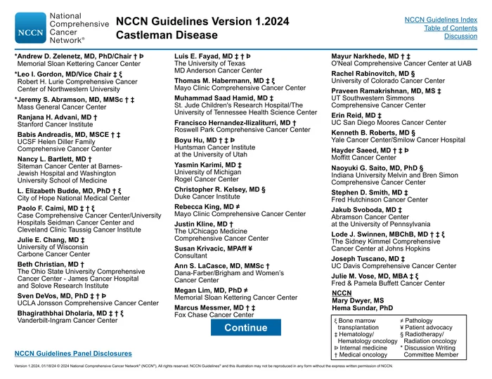 （2024.V1）NCCN临床实践指南：Castleman病
