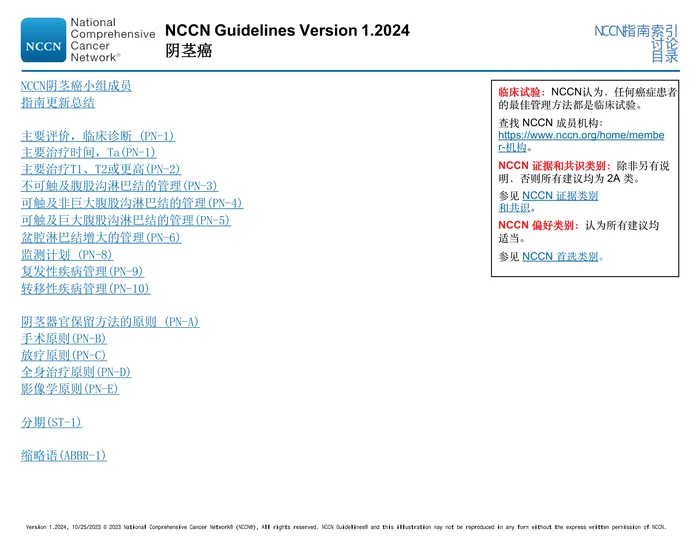 NCCN临床实践指南：阴茎癌（2024.V1）-中文版