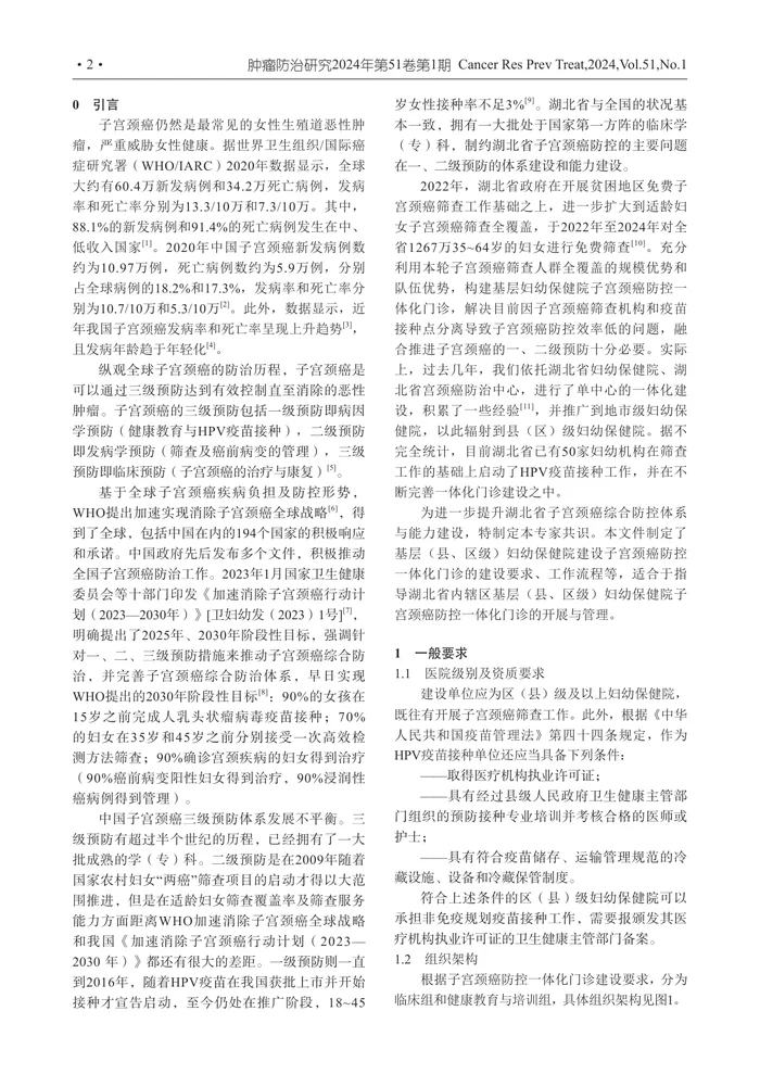 湖北省基层妇幼保健院子宫颈癌防控一体化门诊规范化建设专家共识