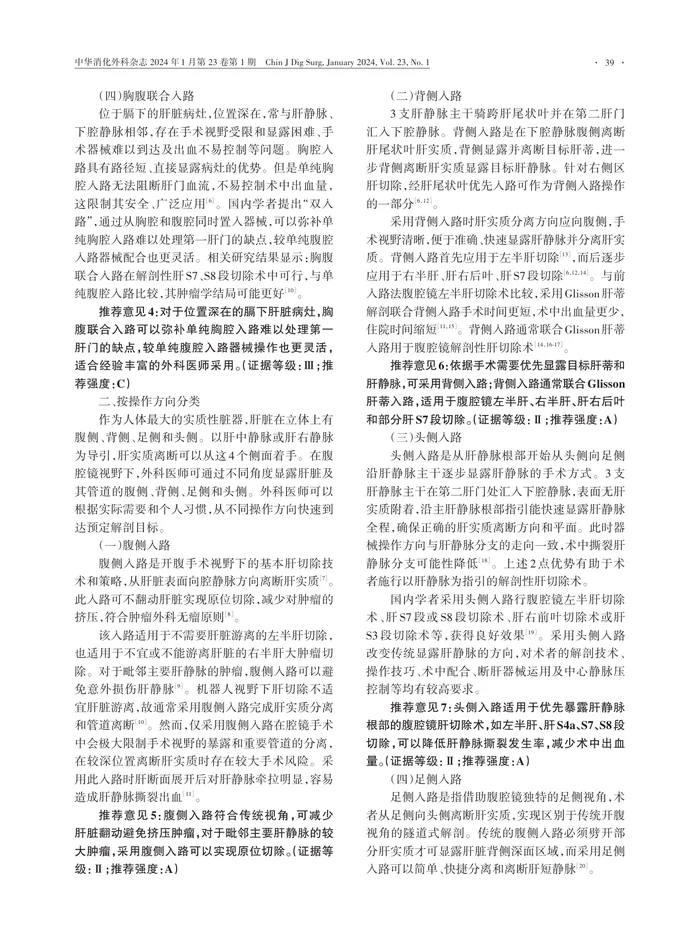 腹腔镜肝切除手术入路中国专家共识（2023版）