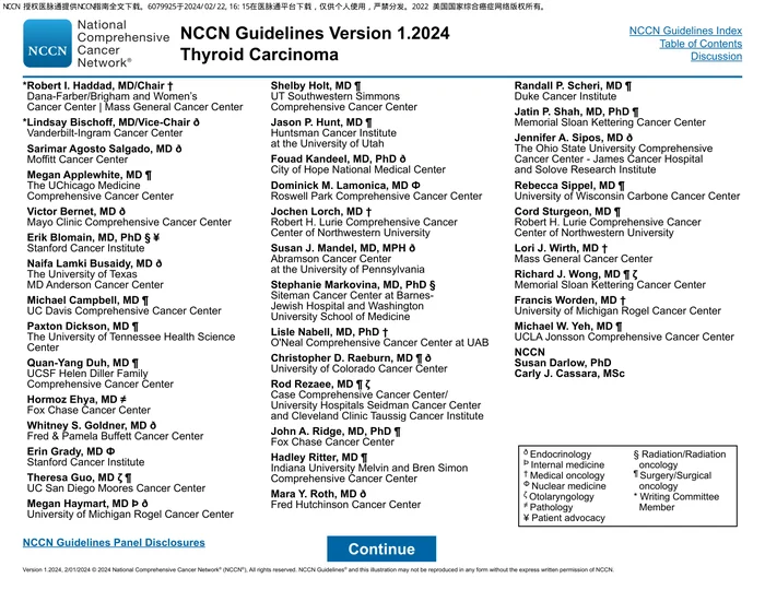 （2024.V1）NCCN临床实践指南：甲状腺癌(1)