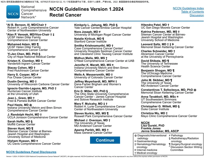 （2024.V1）NCCN临床实践指南：直肠癌