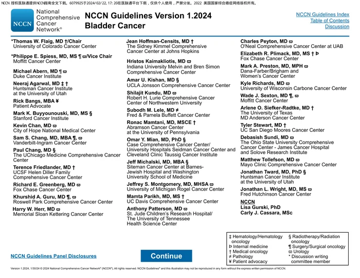 （2024.V1）NCCN临床实践指南：膀胱癌