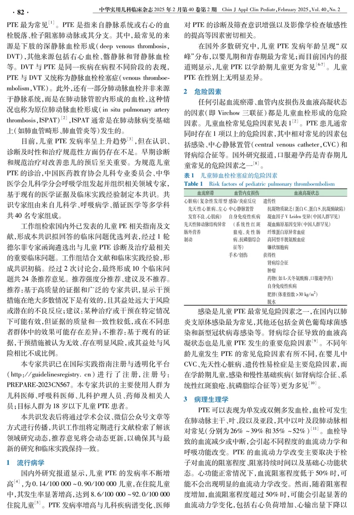 儿童肺血栓栓塞症诊断与治疗专家共识