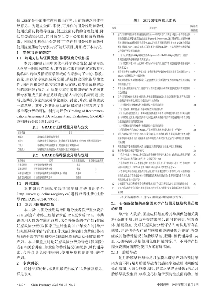 孕产妇围分娩期预防性使用抗菌药物的专家共识