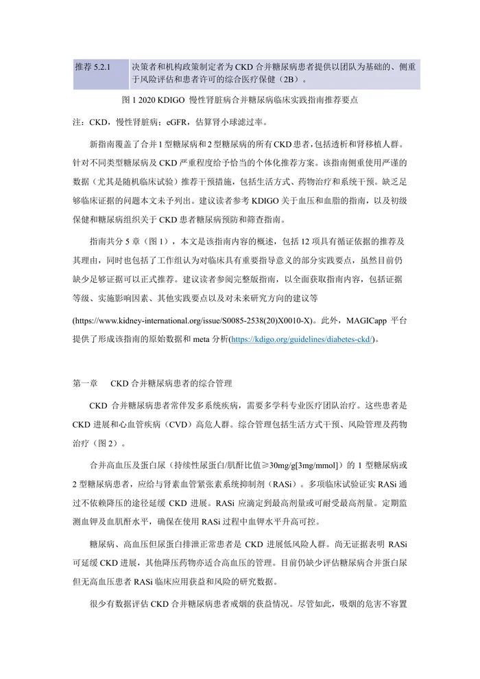 2020-KDIGO指南概要：基于循证的CKD合并糖尿病的管理和治疗