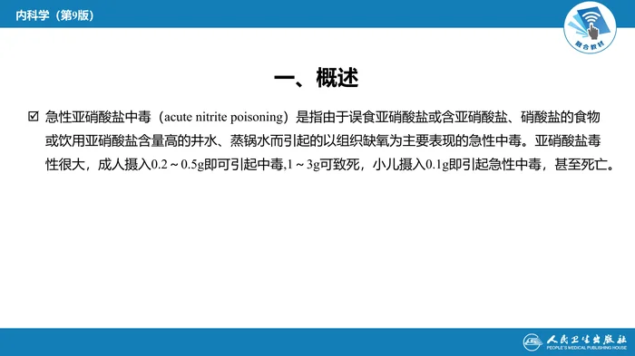 第二章 中毒第七节  急性亚硝酸盐中毒
