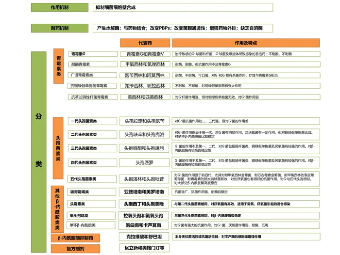 第四十章 &beta;-内酰胺类抗生素 本章小结