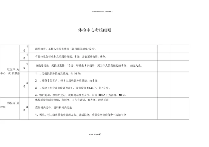 体检中心考核细则