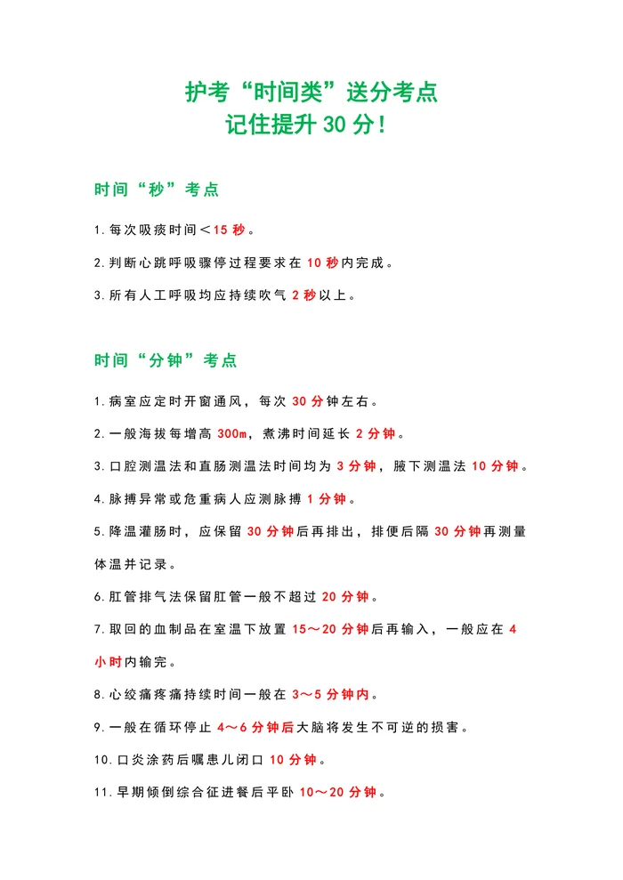 护考&ldquo;时间类&rdquo;送分考点，记住提升30分！